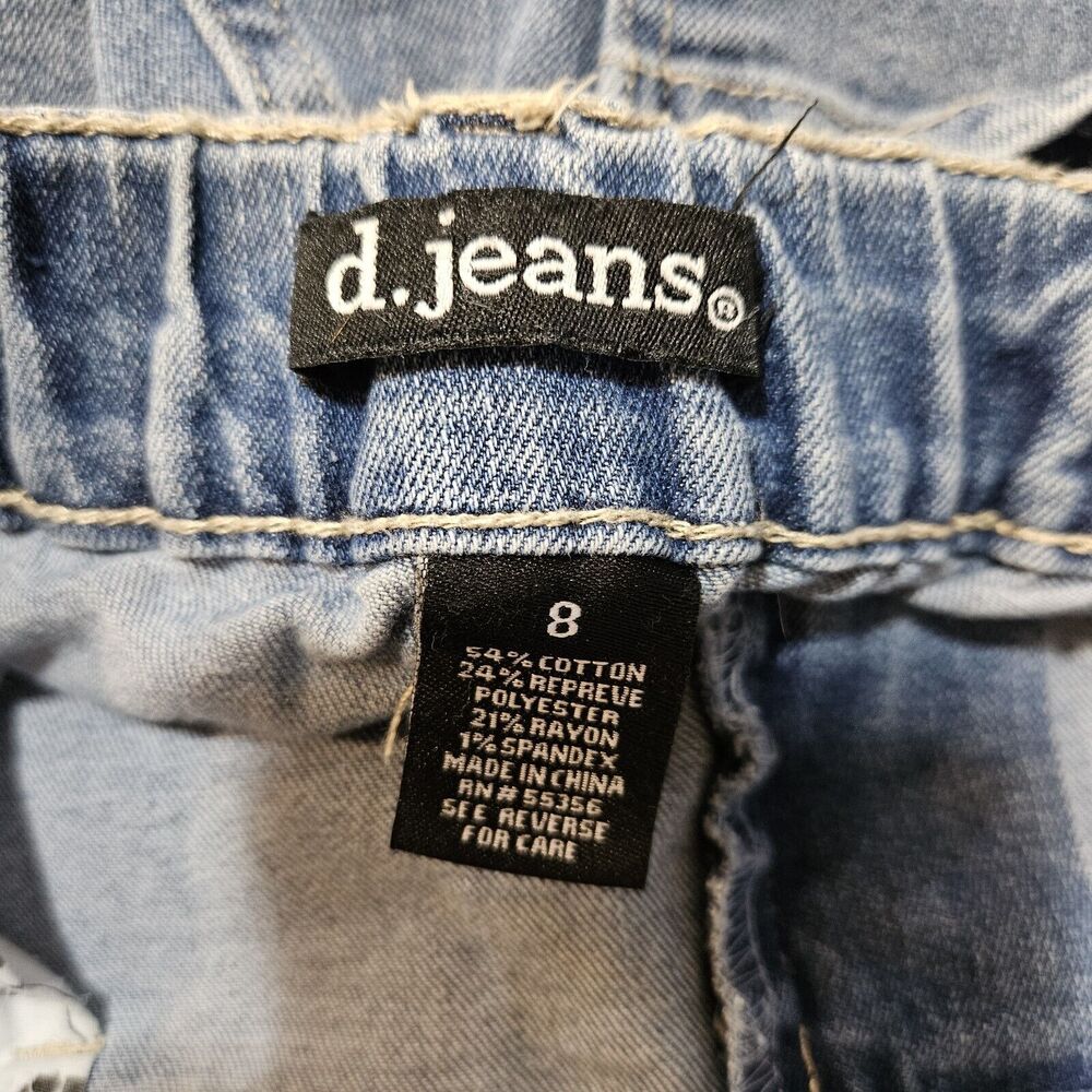 D. Jeans Elastic Waist Blue Jeans Straight Leg Stretch Denim Size 8 - Picture 4 of 4